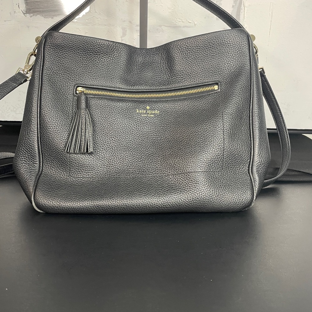 Kate Spade NY Chester Street Black Pebbled Single Handle & Crossbody Strap Hobo